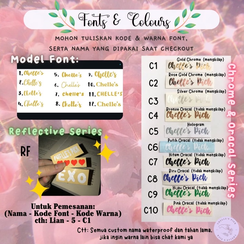 

[ADDITIONAL] Custom Nama untuk Bookmark Binder Gelas Tas Acryclic Clutch/Jasa Cetak Cutting Nama Waterproof