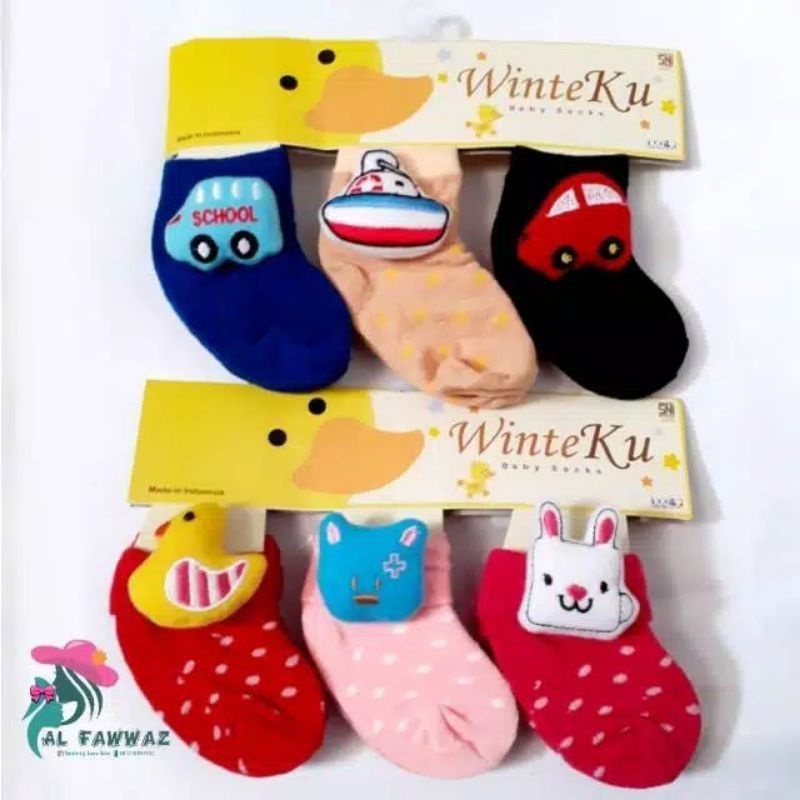 WINTEKU Kaos Kaki Boneka Bayi Anak 0-6bulan 1 set 3 pasang