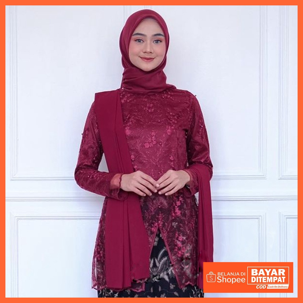 Kebaya Brukat Kebaya Kurung Brukat Kebaya Tunik Brukat Kebaya Modern Kebaya Wisuda Termurah Atasan Kebaya Murah-manda Maroon