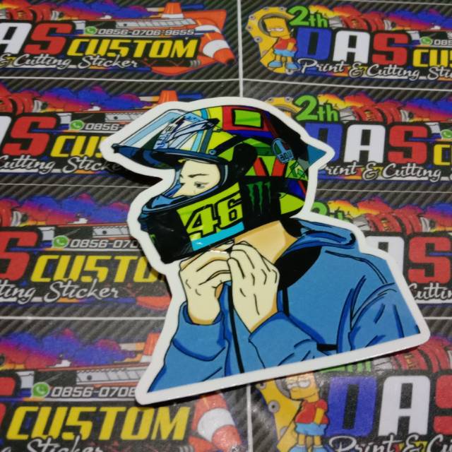 Sticker printing orang pakai helm Minim prmbelian produk harus 20rb