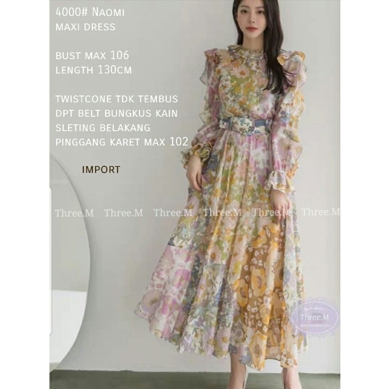 CLOTHINGICON DRESS MAXI MAXY OMI NAOMI BUNGA FLOWER FLORAL BELT IMPORT