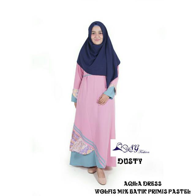 Aqila Dress Wolfis mix Batik Primis original Shofagaleri ALMIRA STORE
