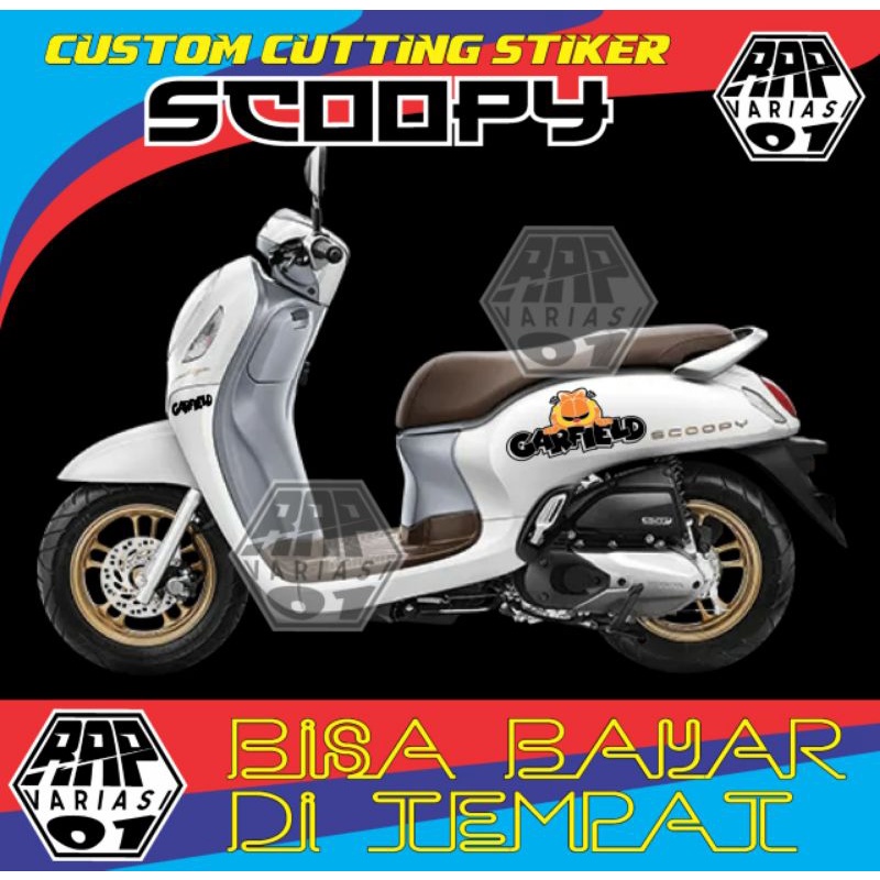 sriker Cuyyinh Scoopy GARFIED, stiker bodi Motor