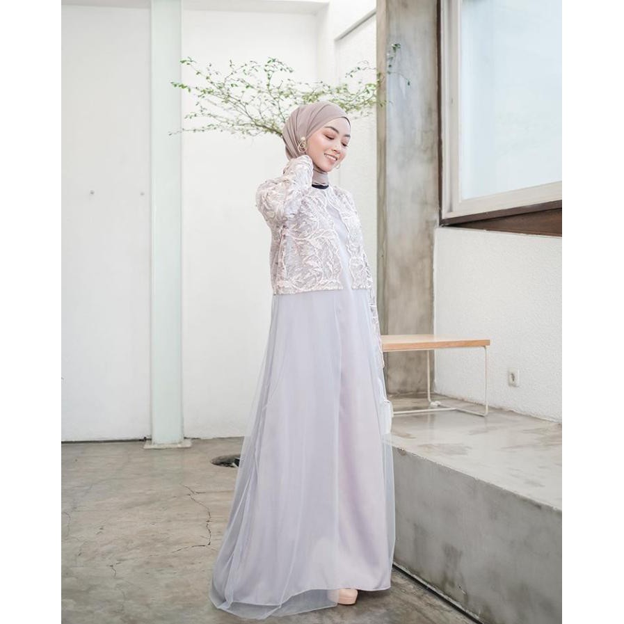 VAKITA DRESS Gamis Brokat Kondangan/Fashion Hijab Trendy/Abaya Kaftan Lebaran Wanita