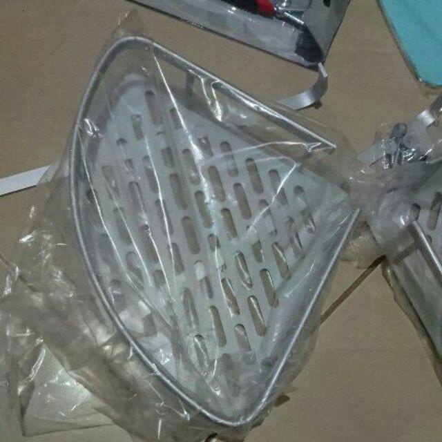 Rak Dinding Kamar Mandi Rak Aluminium Serbaguna Rak Sabun Handuk 2 Susun Persegi