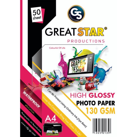 

GLOSY PHOTO PAPER 130gsm A4/50shett
