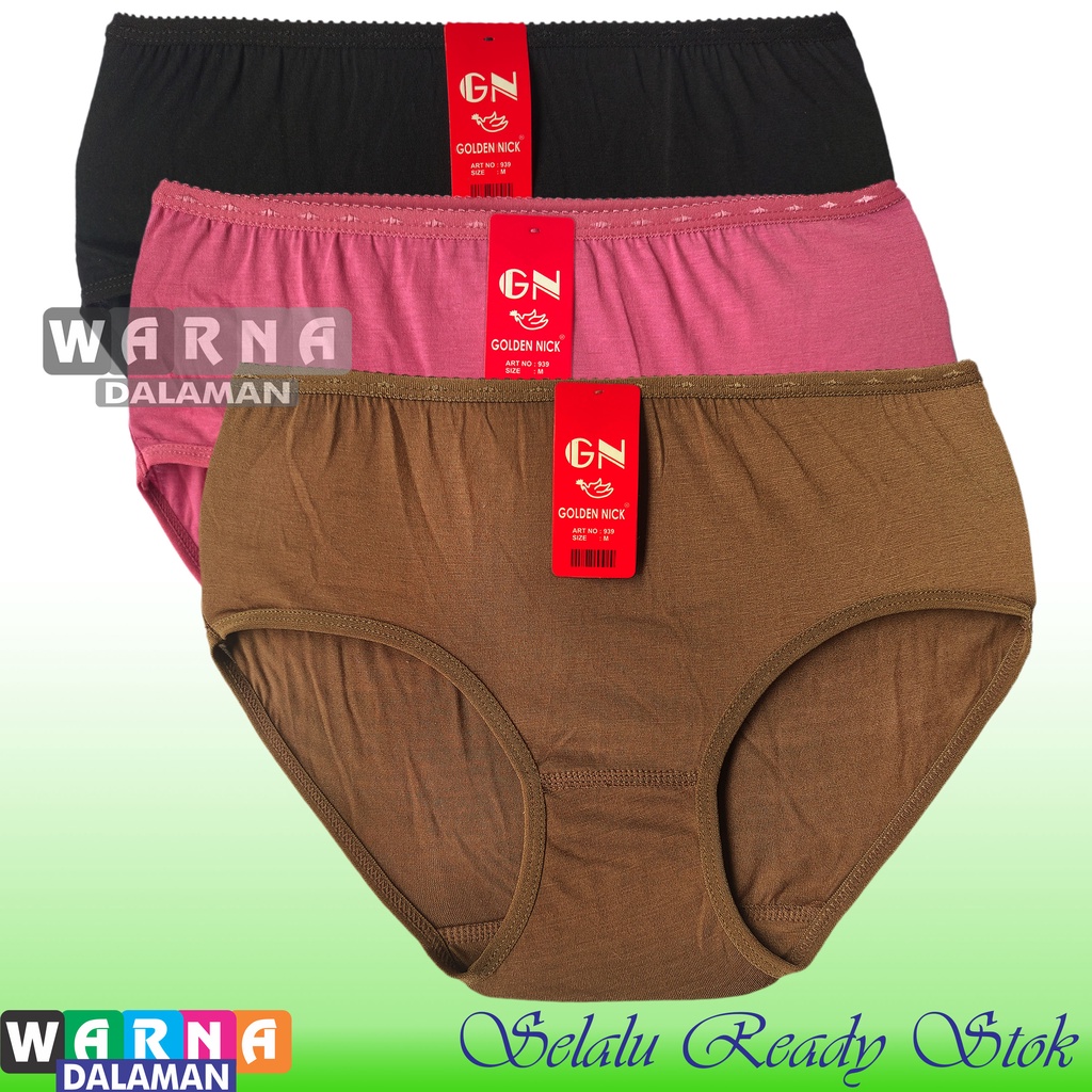 3 Pcs Celana Dalam Wanita Pakaian Dalam Polos Warna Gelap Bahan Katun Lembut | WARNA DALAMAN