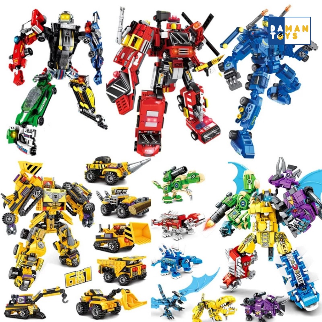 Mainan Anak Cowok/Block Robot/Brick Mobil 6 in1 Tranformers/Blast Ranger