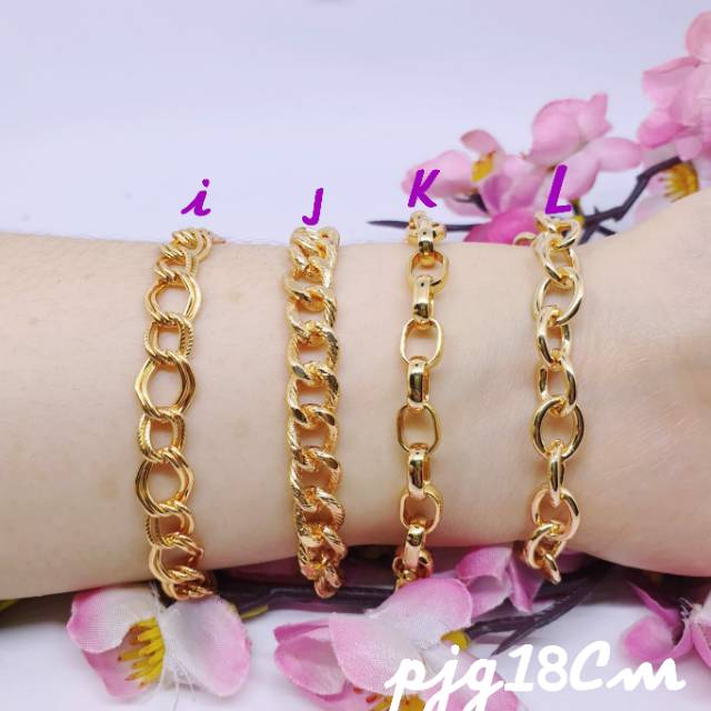 Gelang tangan rantai lapis mas uk 18cm GRX-28