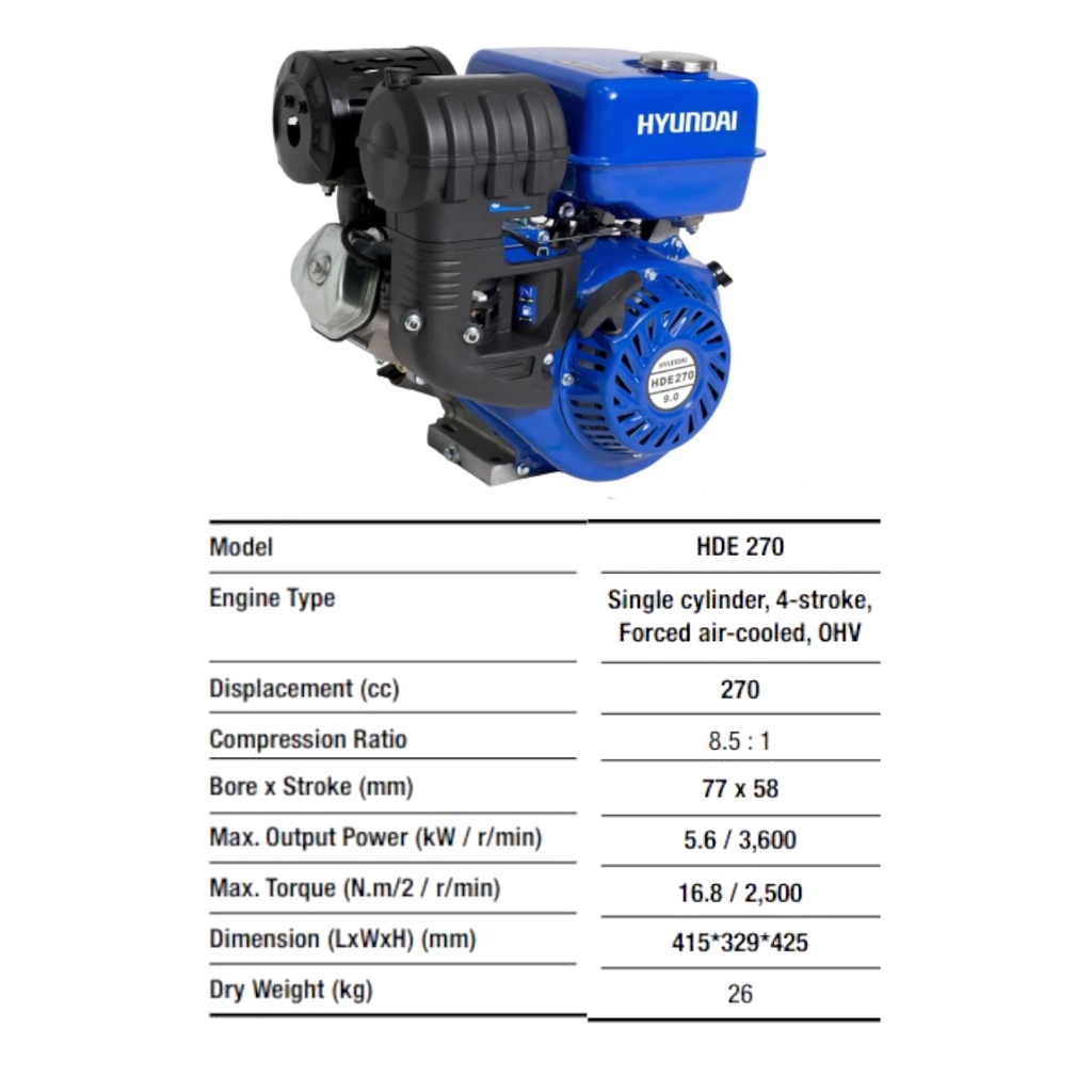 Engine HYUNDAI HDE270 9Hp / Mesin Penggerak Engine Penggerak HDE 270 - Engine Gasoline HYUNDAI HDE-270