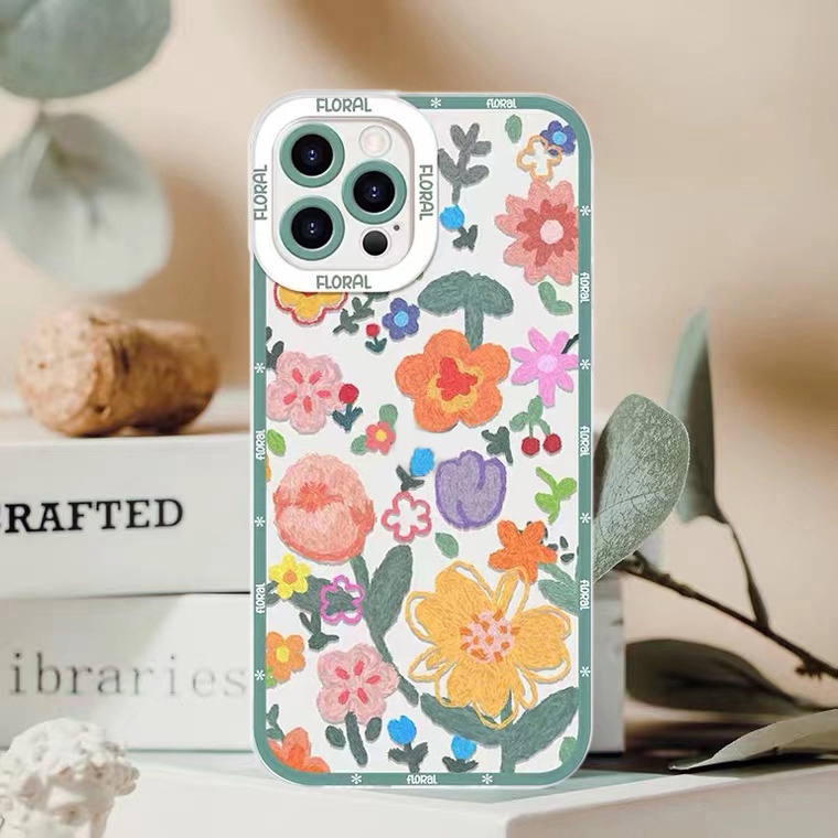 Soft Case Silikon Transparan Motif Bunga Untuk iPhone 11 12 13 Pro Max X XR Xs Max 6 6S 8 7Plus