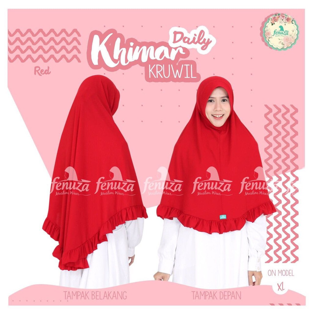 TOP BEST SELLER Khimar Daily Fenuza Kruwil Red Hijab Kerudung