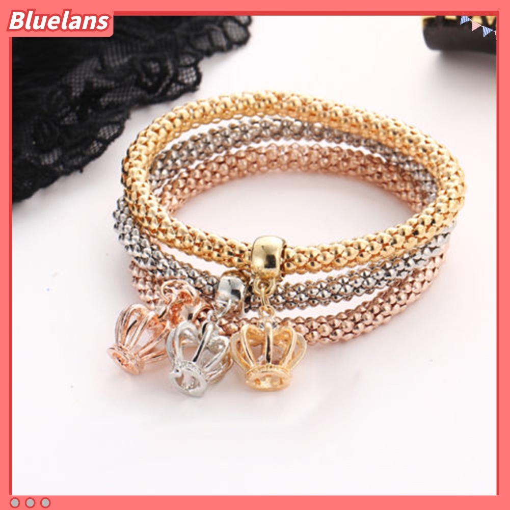 Bluelans 3Pcs Women Fashion Owl Tree Bracelets Rhinestone Pendant Bangle Jewelry Gift