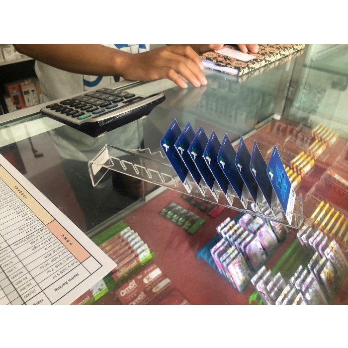 Grosir Acrylic / akrilik kartu perdana / pajangan kartu perdana 10 tingkat