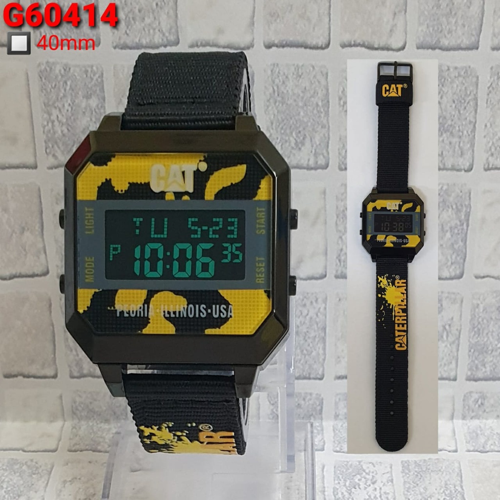 Jam Tangan Pria Loreng Digital Tali Canvas Waterproof