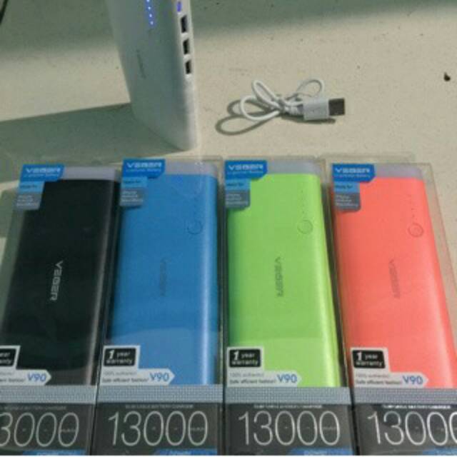 Powerbank VEGER V90 13000mAH 3port usb slim Design Elegant