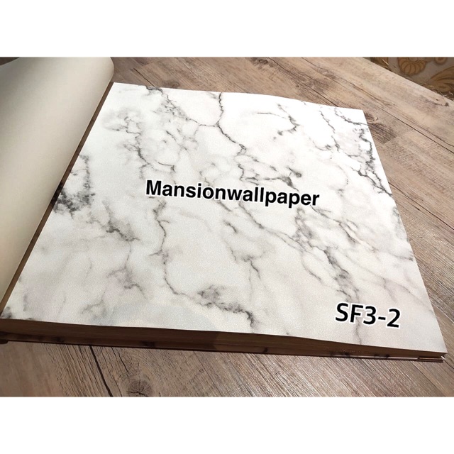 Wallpaper Dinding Motif Marmer Granit Putih Abu Cream