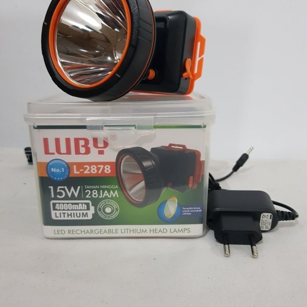 Luby Senter Kepala LED Super Terang Lithium L 2878 LAMPU PUTIH 15 Watt With Dimmer Switch Super LED