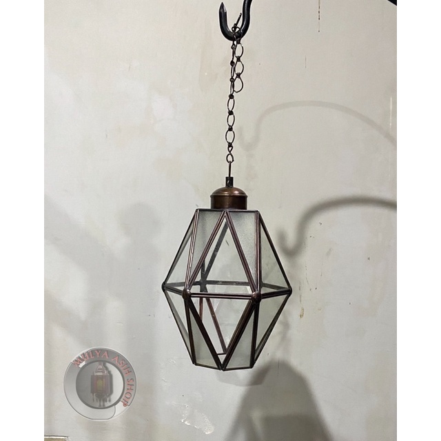 Lampu kap kaca hexagonal
