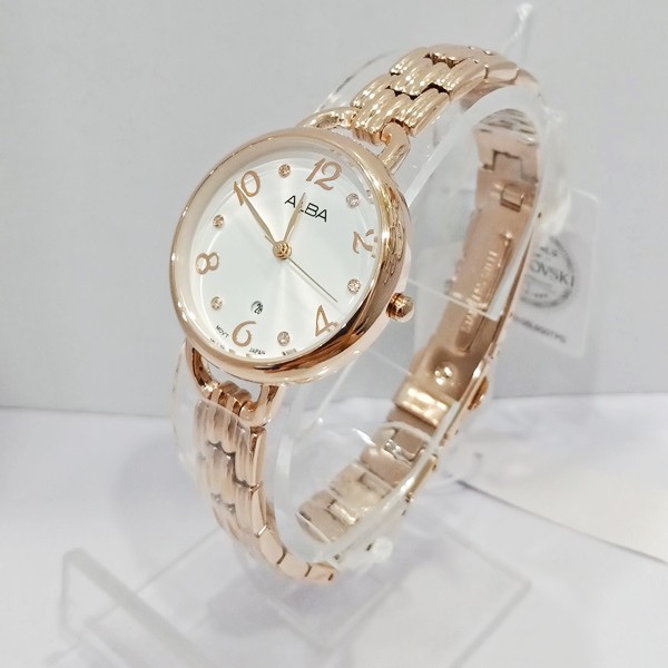 Jam Tangan Alba Wanita AH7Q36 RoseGold Putih Original Garansi Resmi