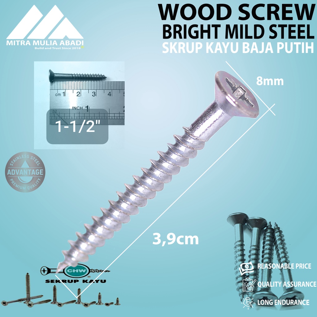 Sekrup Kayu CHW 1-1/2 inch x 8 / Skrup Wood Screw (A166)