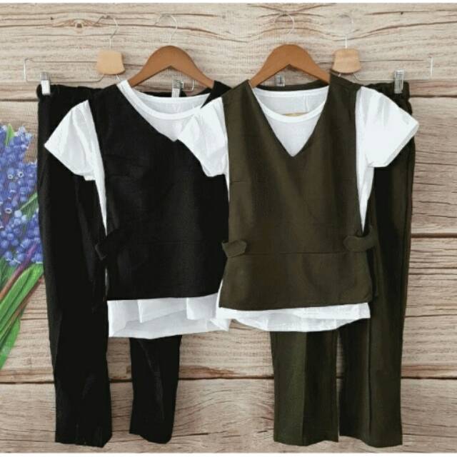 3in1 set Vest Zara long  pant + vest matt twill micro + iner spandek fit to L @65 65 -