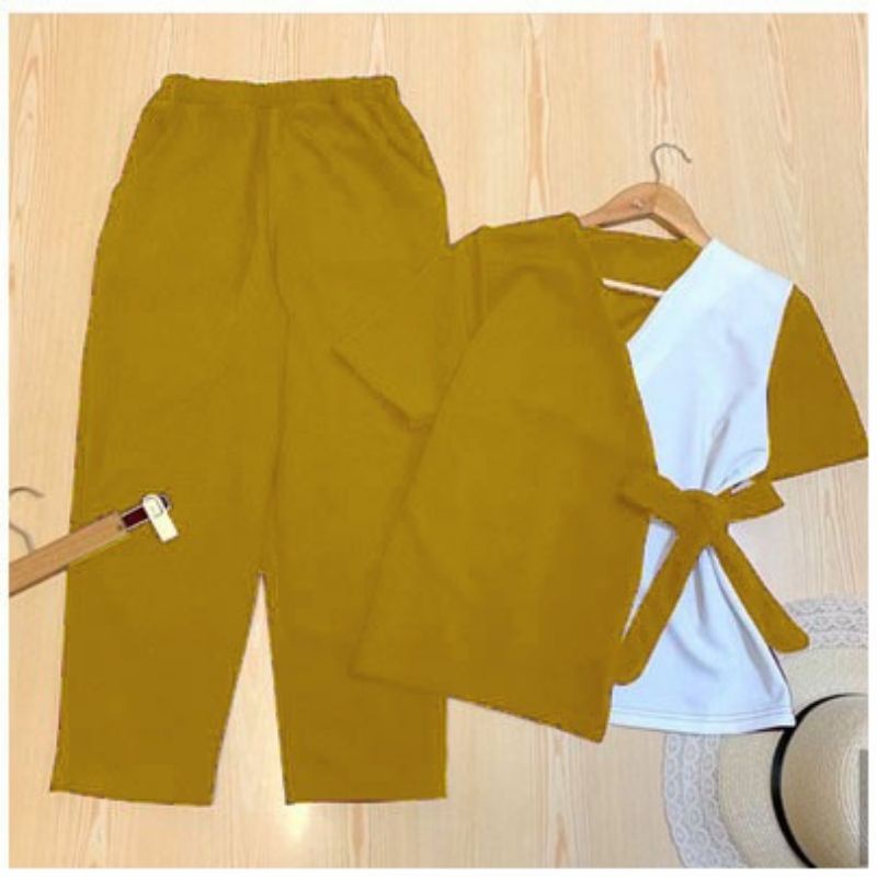 STELAN MARSHANDA STELAN MARS (PENDEK) PAKAIAN WANITA ONE SET 66-MUSTARD