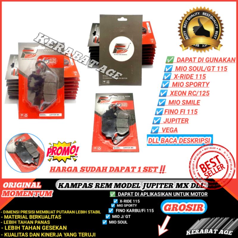 Discpad Kampas Rem Depan Jupiter Mio Xeon Fino Vega