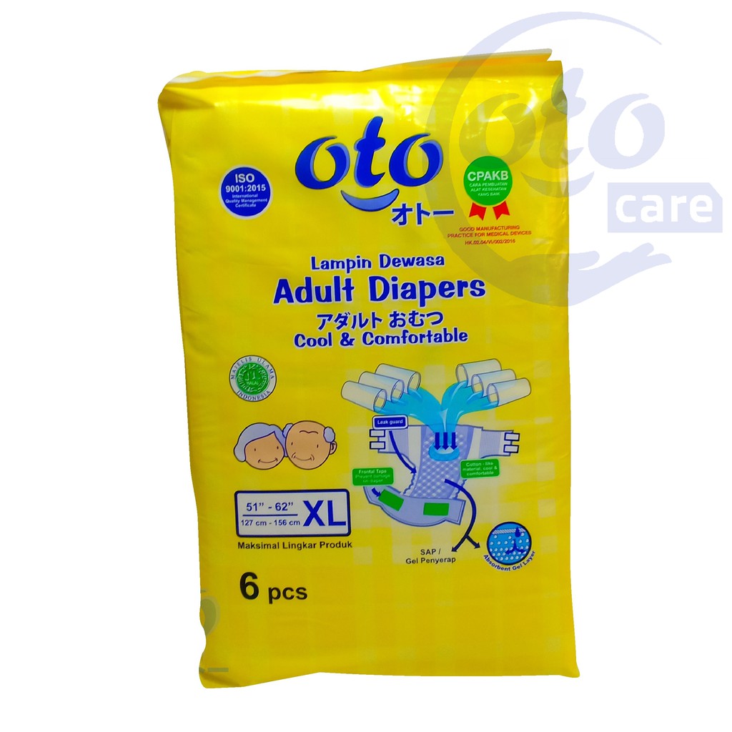 OTO Popok Dewasa model Lem Perekat Adult Diapers size XL isi 6 pcs