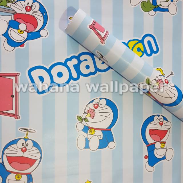 WALLPAPER STICKER | DORAEMON GARIS BIRU | Lebar 45cm x Panjang 9 meter