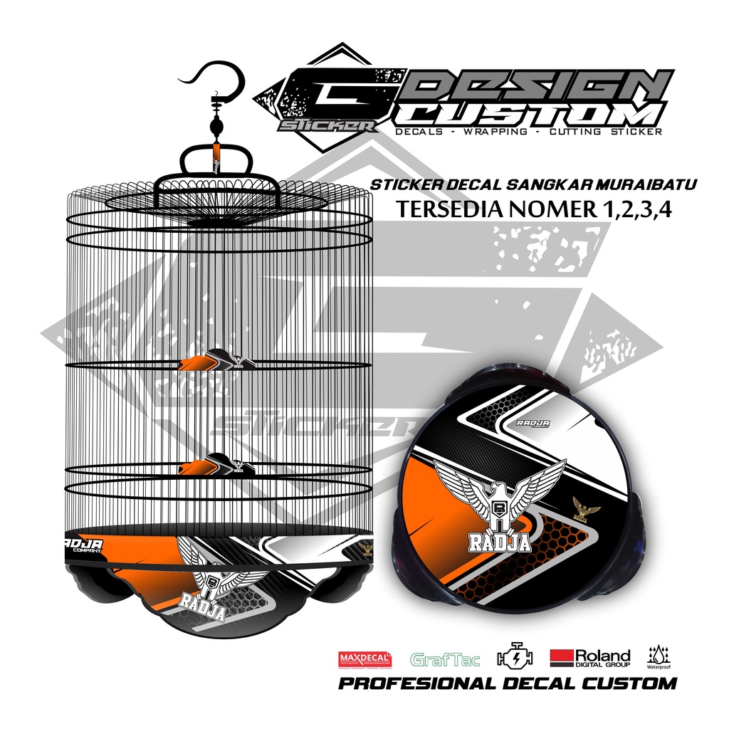 STICKER DECAL SANGKAR MURAI BATU / SANGKAR  BULAT MURAIBATU MOTIF SANGKAR RADJA NO.1,2,3,4 ORANGE