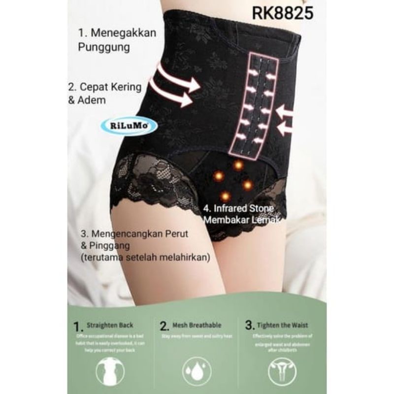 mrcaisen KORSET 3IN1 Celana High Waist Seamless Pengecil Perut Import High Quality Korset Pelangsing Celana Kait Depan Kait Bawah Pengecil Perut Import Ketat K022