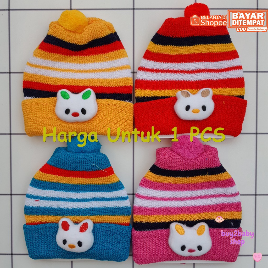 Topi Bayi Newborn BOBOKO Bahan Rajut wol Warna bordir new motif 1 PCS