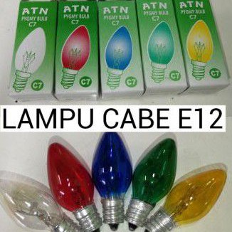 Lampu Dop Cabe Lombok / LAMPU TIDUR / Jantung E12 Bening Clear Warna