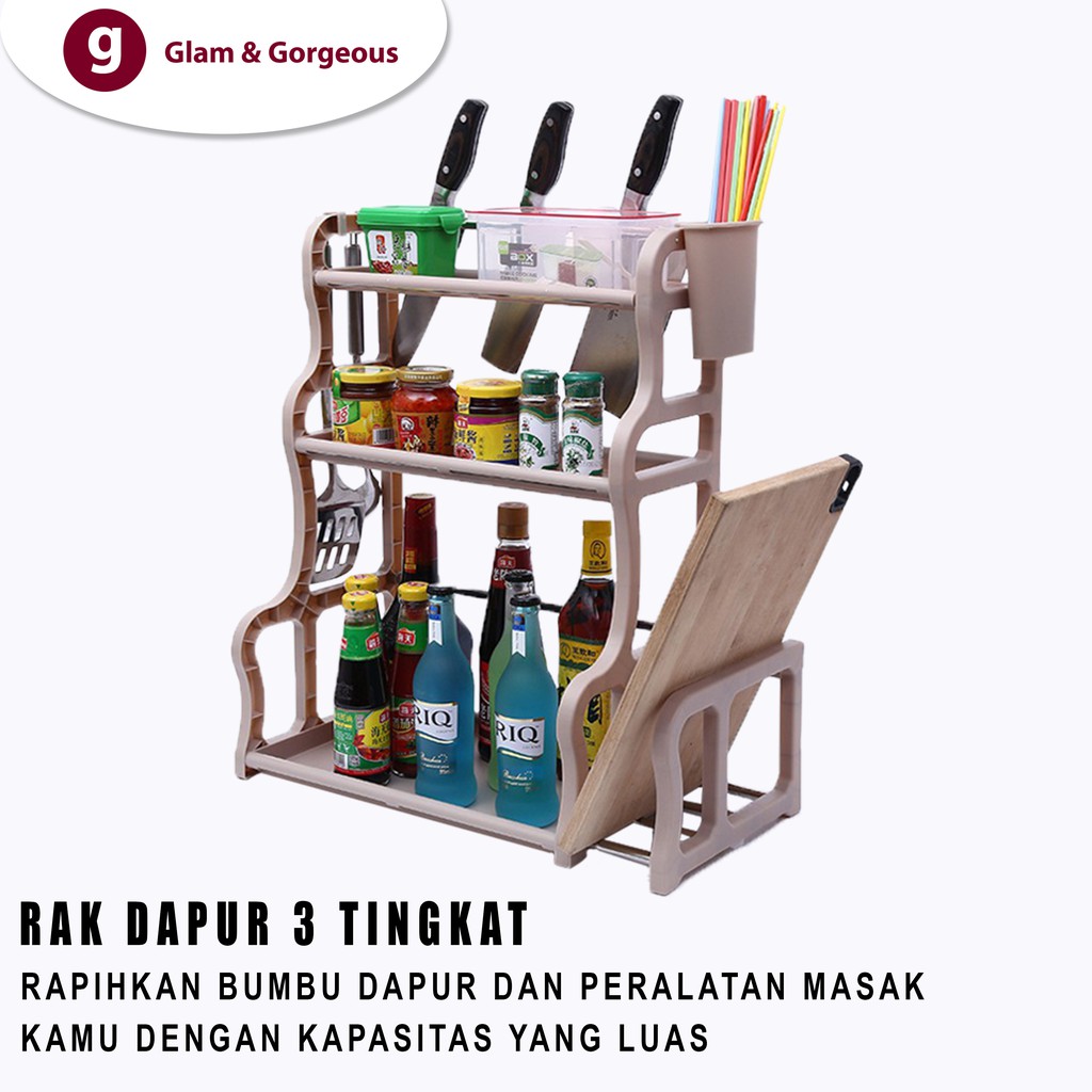 Rak Bumbu Dapur 3 Susun Botol Toples Serbaguna RD002 Plastik Tahan Air