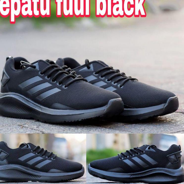 (READY) Sepatu Pria Full Black /Sepatu Sport /Sepatu Sekolah/Sepatu olahraga