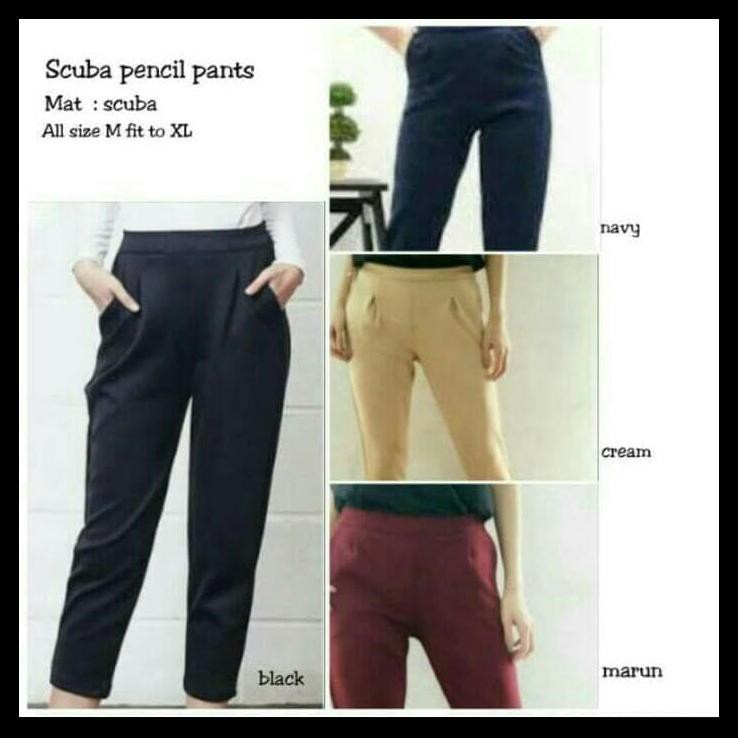 Grosir Celana Kerja Wanita/celana pensil scuba/celana panjang wanita - Putih QR0467
