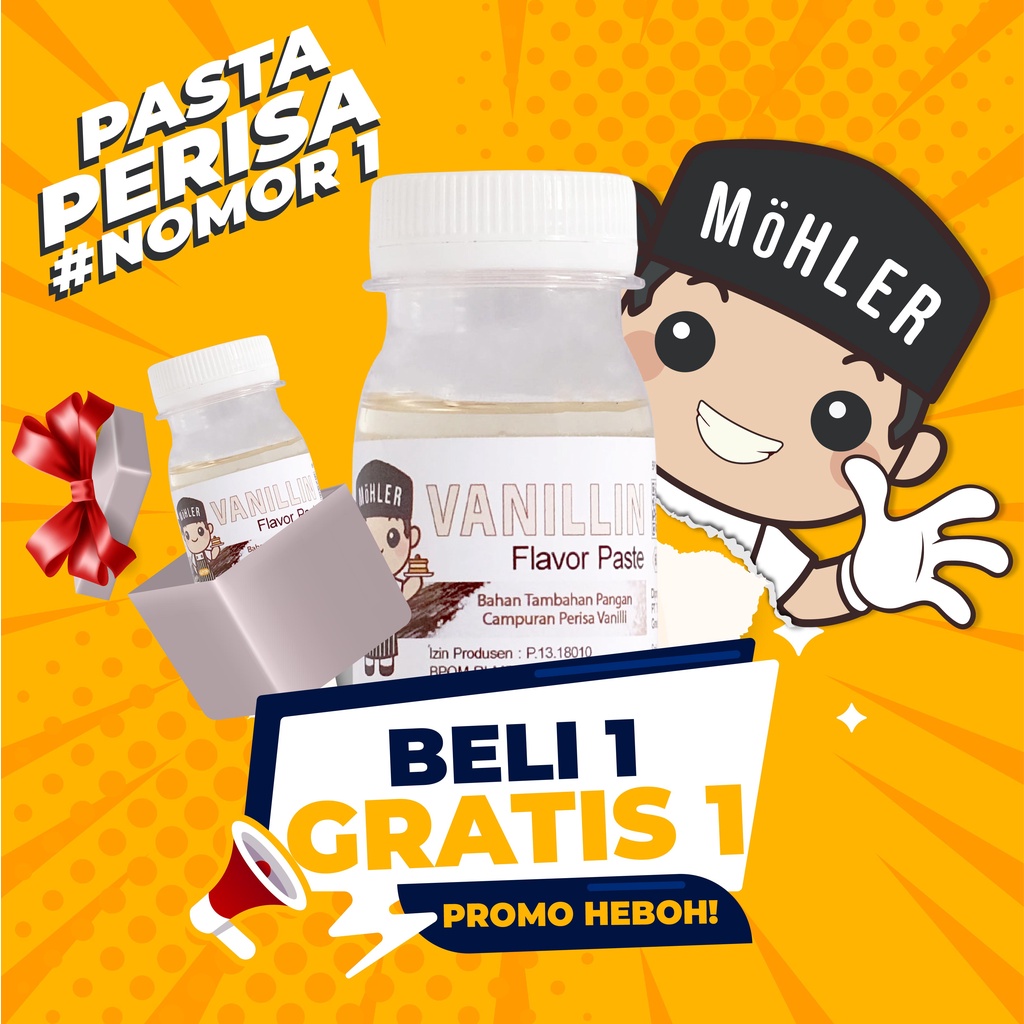 MOHLER Pasta perisa pewarna VANILLIN (KLIK KOMBO HEMAT UNTUK BELI 1 GRATIS 1)
