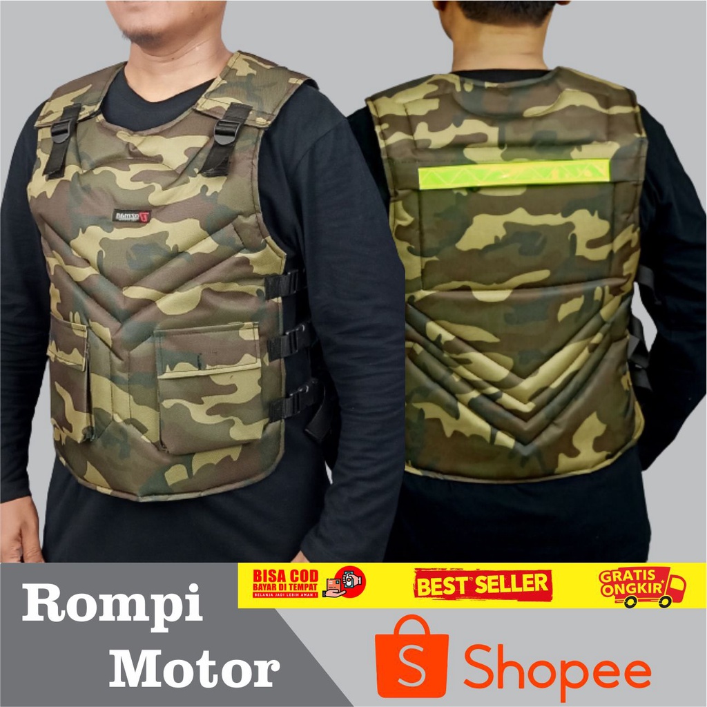 Rompi Motor Keren Cocok Untuk Touring Pelindung Dada Anti Angin Body Protector-Double Green