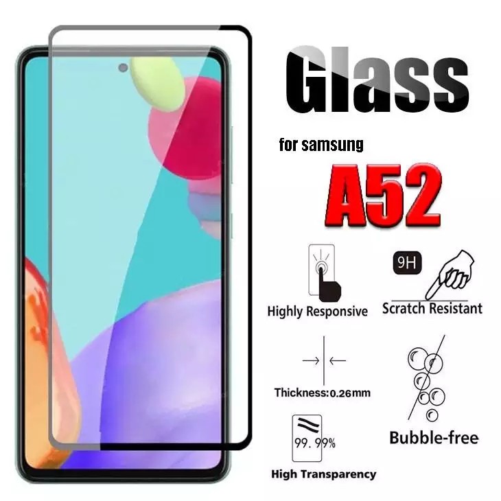 Promo Tempered Glass SAMSUNG GALAXY A52 TG Layar FULL COVER BLACK Premium / Anti Gores Kaca