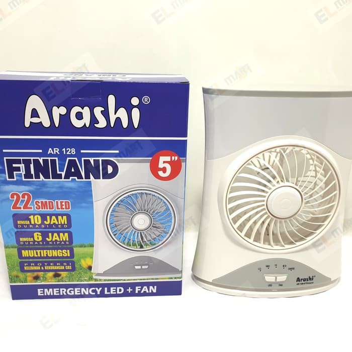 Lampu emergency LED +kipas 5&quot; +powerbank ARASHI FINLAND AR128 AR 128