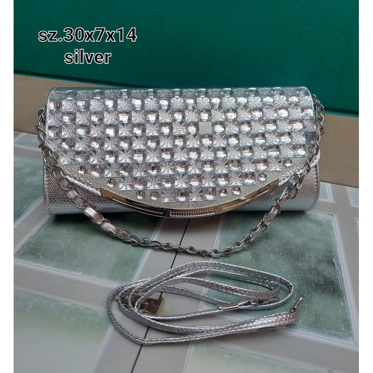 Tas Pesta Wanita Permata Behel Clutch Wanita Import