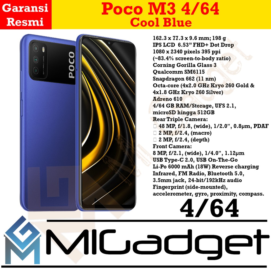 Poco M3 Poco M 3 Pocophone 4/64 Baterai 6000 mAh Garansi