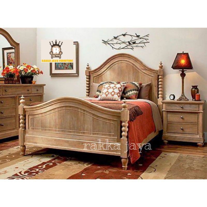 SET KAMAR TIDUR JATI KLASIK+MEJA RIAS JATI MINIMALIS