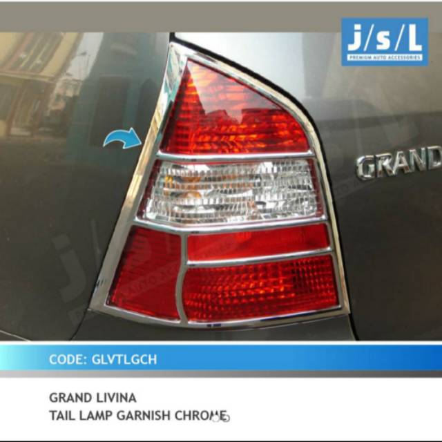 Garnish lampu belakang grand Livina chrome/ tail lamp garnish chrome jsl