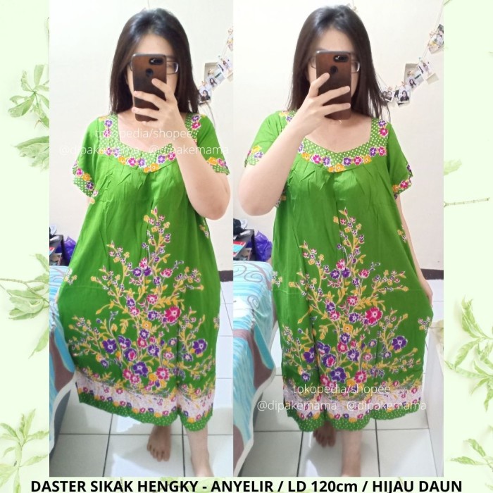 Daster Hengky Sikak ANYELIR TERBARU SEPATU BINTANG roda Baju Tidur Daster Batik Murah Harga Pabrik DASTER WANITA TERLARIS-ANYELIR-Hijau Daun