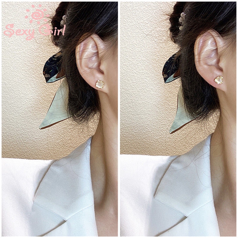 6 pcs/set Korean Opal Earrings Ins Personality Simple One Week Ear Jewelry Fashion Accessories Jewelry