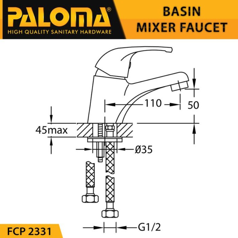 PALOMA FCP 2331 Keran Mixer Wastafel Cuci Tangan Panas Dingin Kran Air