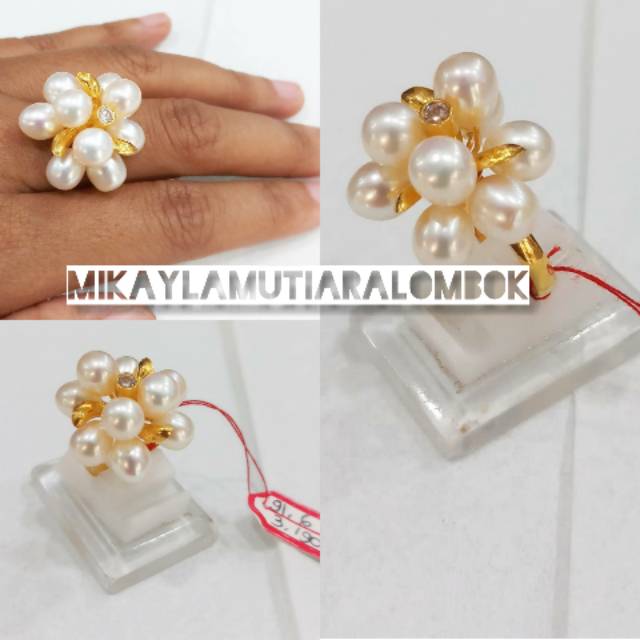 Cincin mutiara lombok[ emas 22 karat mutiara tawar super ] by mikayla mutiara lombok
