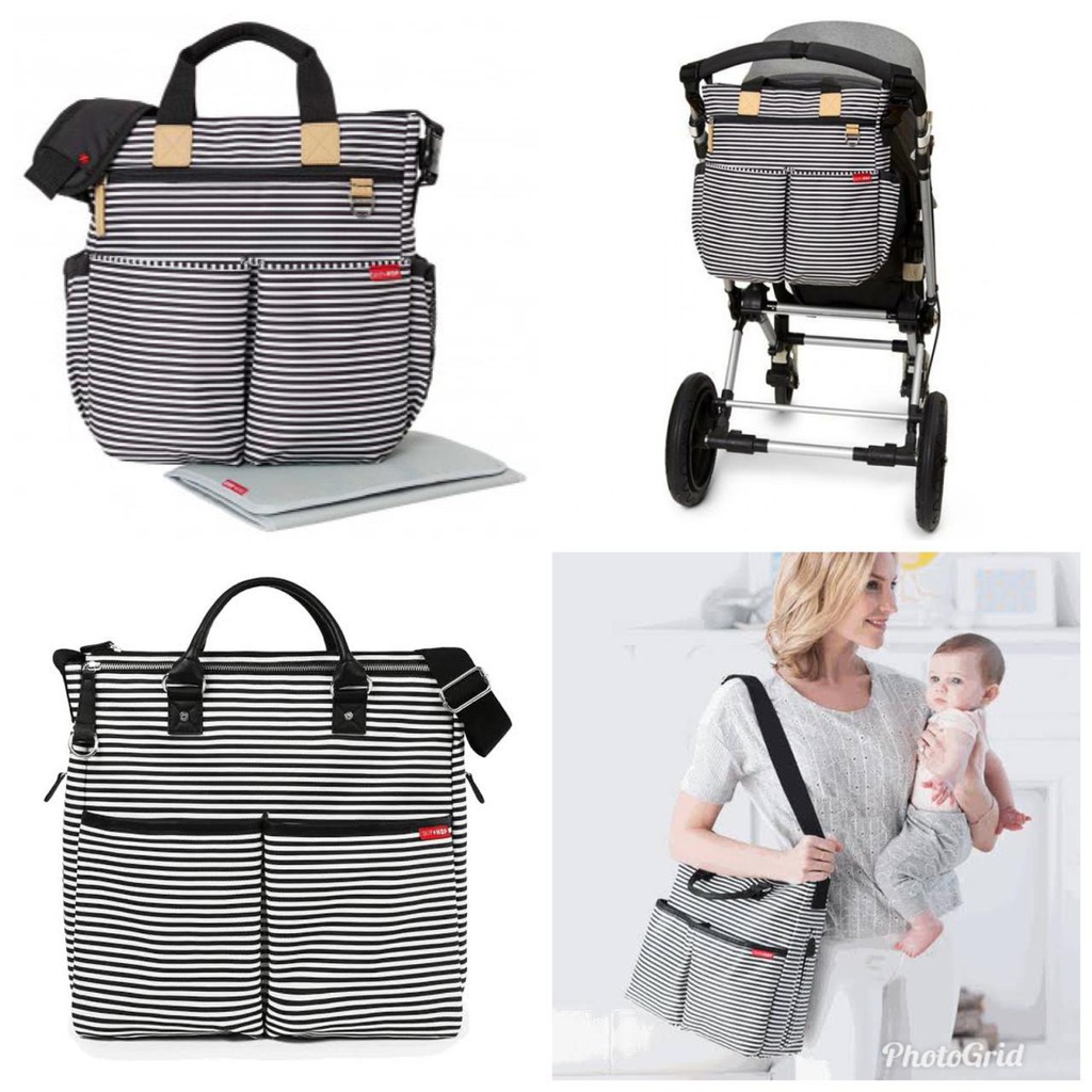 SKIP HOP TAS DIAPER DUO SIGNATURE B/W STRIPE / DIAPER BAG/TAS BAYI/ TAS TRAVELLING